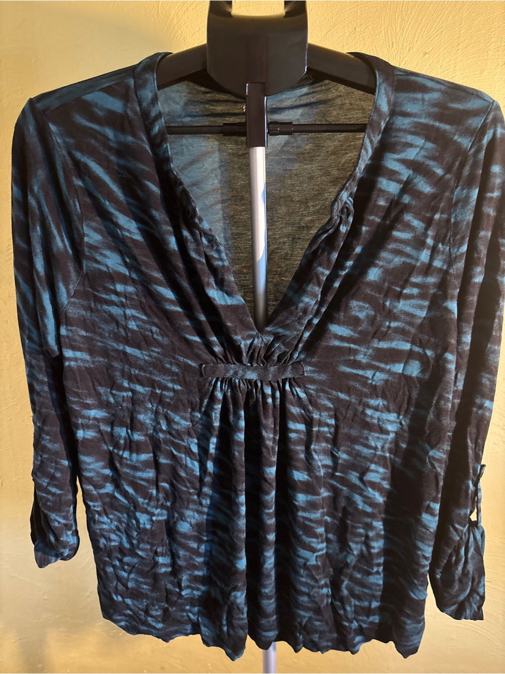 A.N.A Woman Teal And Black V-Neck Top